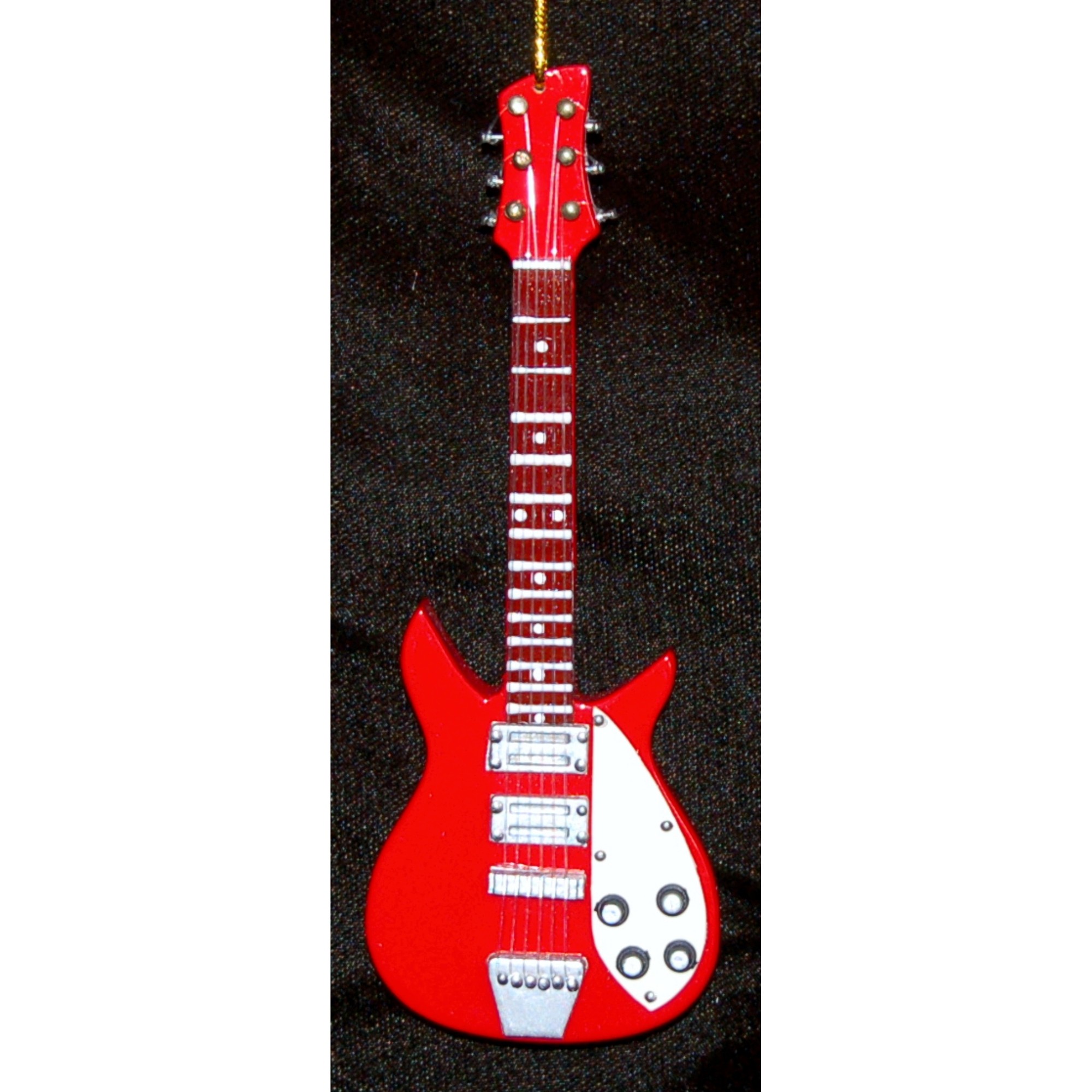 White Pick Guard Red Electric Guitar Christmas Ornament Personalized by Russell Rhodes