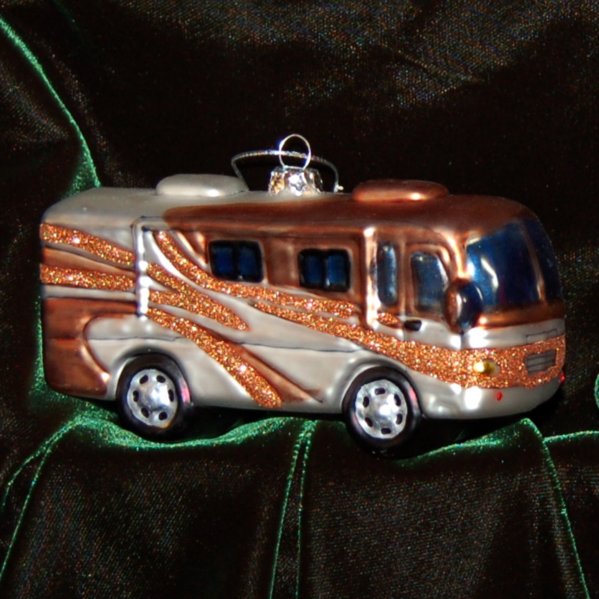 RV Motor Home Glass Christmas Ornament Personalized by Russell Rhodes