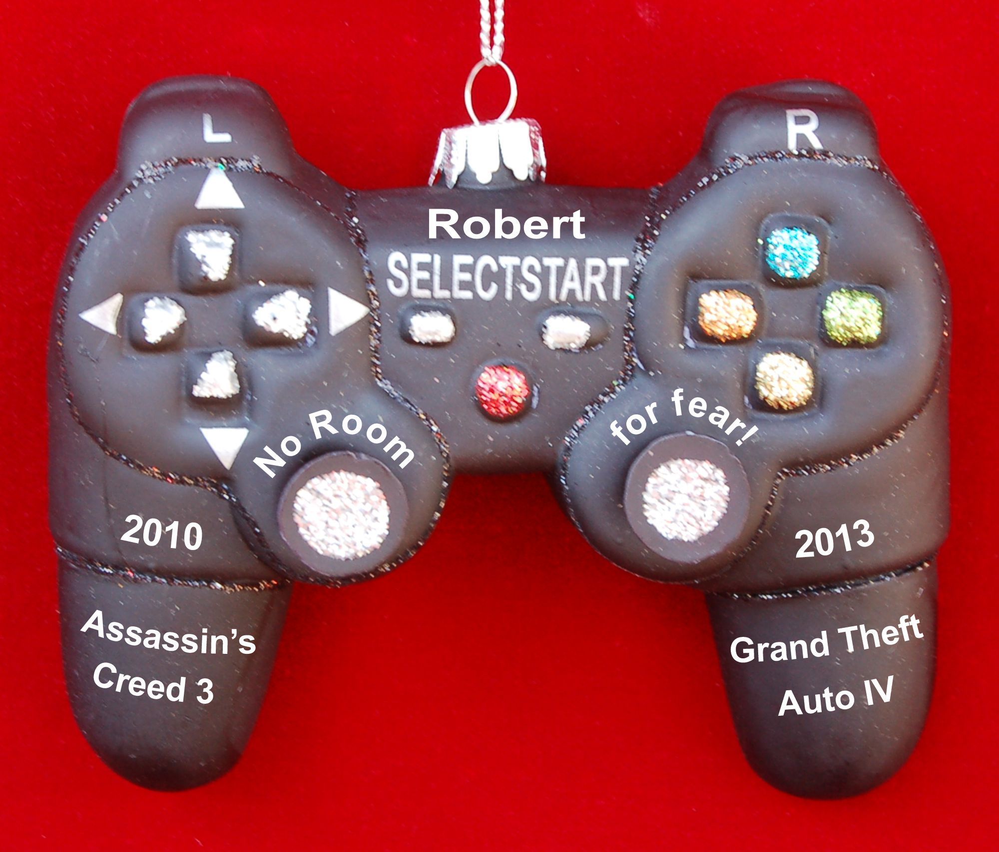 Black Video Game Controller PlayStation Personalized Christmas Ornament Personalized by Russell Rhodes