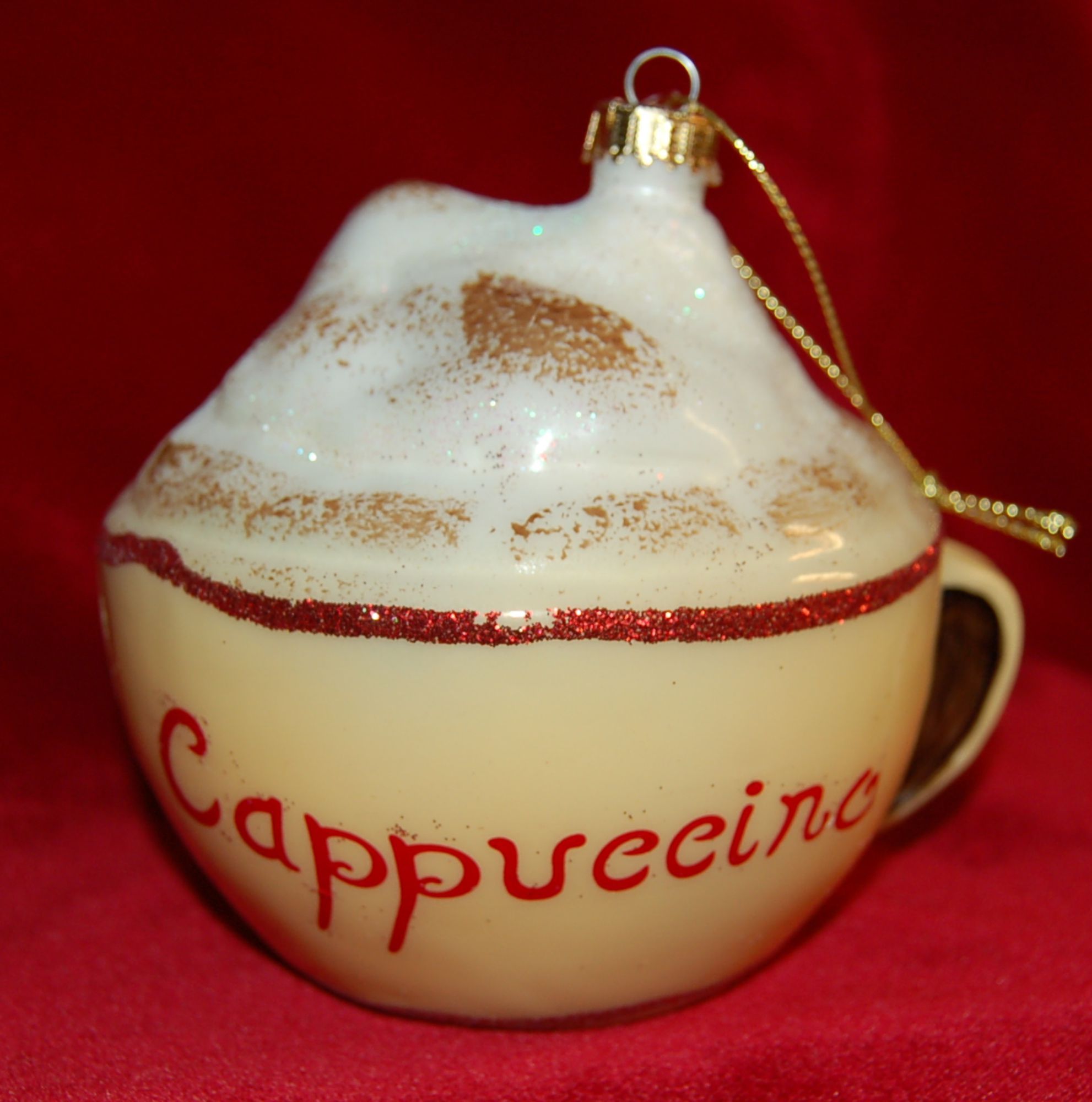 Cappuccino Cup Blown Glass Christmas Ornament