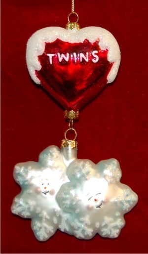 Winter Snowflakes Twins Christmas Ornament Personalized by Russell Rhodes