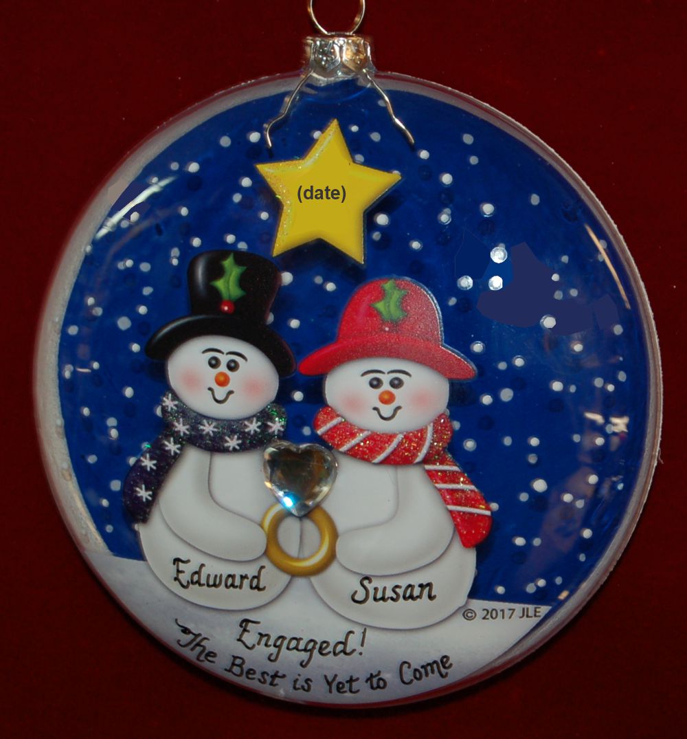 Snow Delightful Couple Engaged Glass Christmas Ornament Personalized by RussellRhodes.com