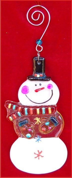Snowman Top Hat Fused Glass Personalized by RussellRhodes.com