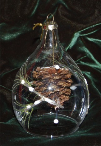 Drop of Morning Dew Holiday Pinecone Glass Christmas Ornament Personalized by Russell Rhodes