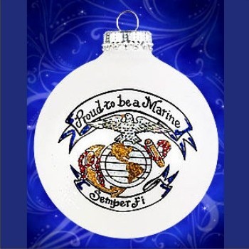 US Marine Glass Christmas Ornament Personalized by Russell Rhodes