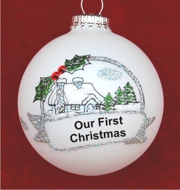 Cozy Christmas Cottage Our First Christmas Together Christmas Ornament Personalized by Russell Rhodes