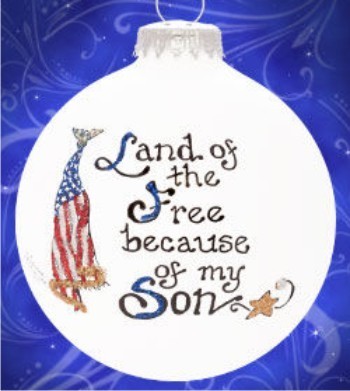Free & Brave - My Son Glass Christmas Ornament Personalized by RussellRhodes.com