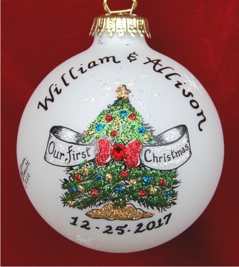 Sparkling Xmas Tree Our First Christmas Christmas Ornament Personalized by RussellRhodes.com