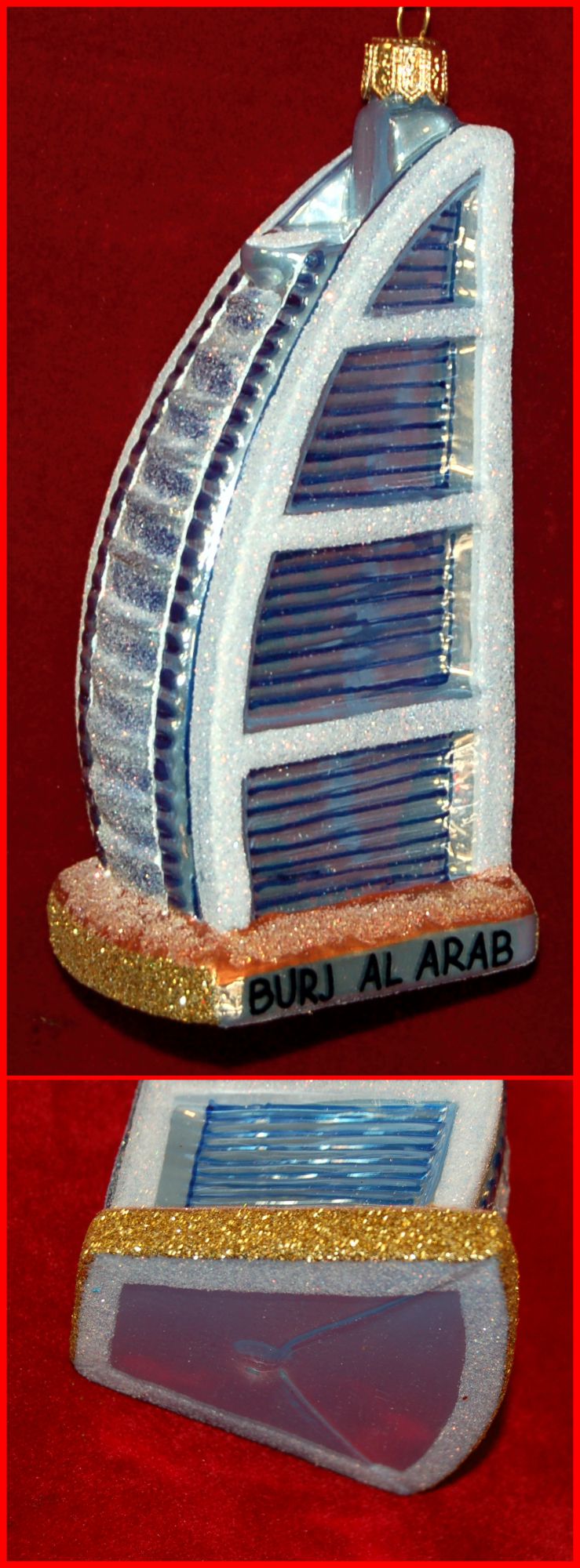 Burj Al Arab Christmas Ornament Polish Glass Personalized by Russell Rhodes