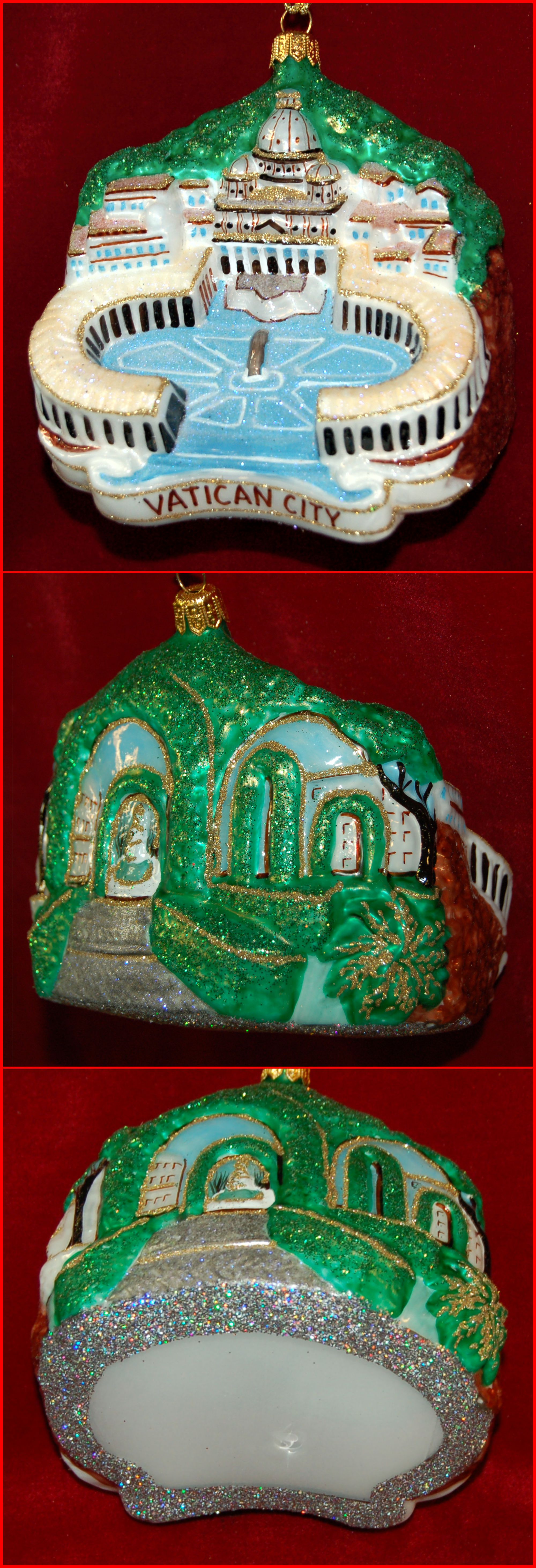 St. Peter's Square Vatican Christmas Ornament Polish Glass Personalized by Russell Rhodes