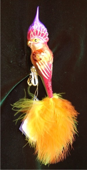 Tropical Parrot German Glass Christmas Ornament Personalized by Russell Rhodes
