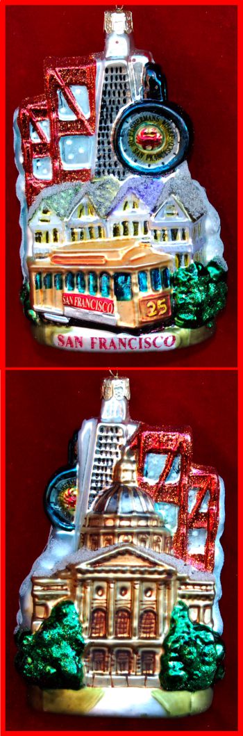 Sunny San Francisco Glass Christmas Ornament Personalized by Russell Rhodes