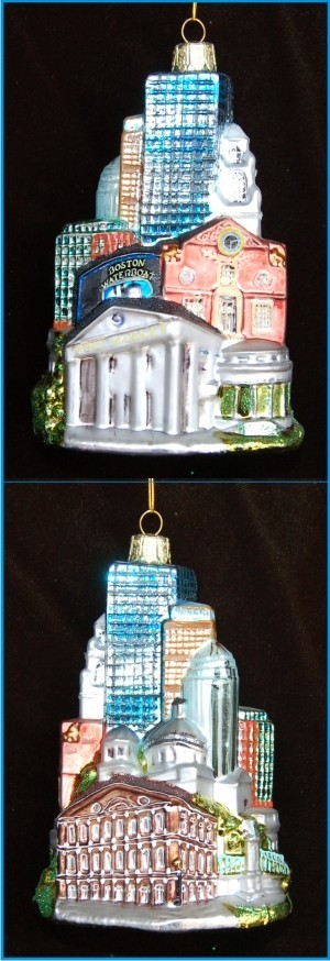 Cityscape: Boston Glass Christmas Ornament Personalized by Russell Rhodes