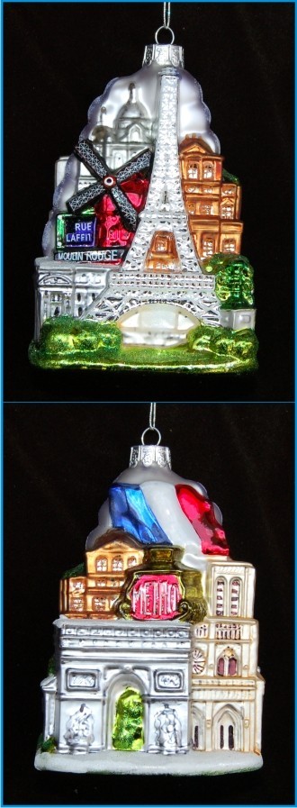 Cityscape: Paris Glass Christmas Ornament Personalized by Russell Rhodes