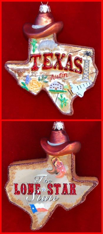 First or New Home Texas Christmas Ornament Personalized by Russell Rhodes