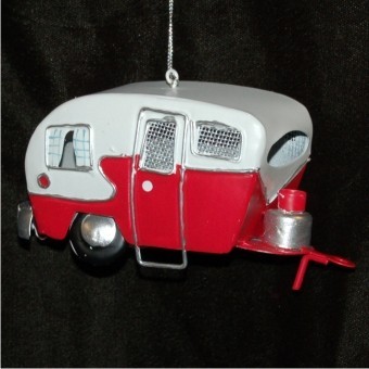Old-Fashioned Tin Camper Christmas Ornament Personalized by Russell Rhodes
