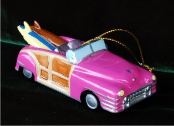 Surfing Woody Wagon Pink Christmas Ornament Personalized by RussellRhodes.com
