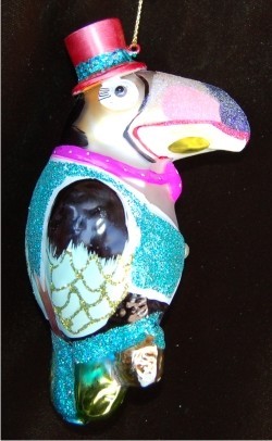 Sir Toucan Glass Christmas Ornament Personalized by Russell Rhodes