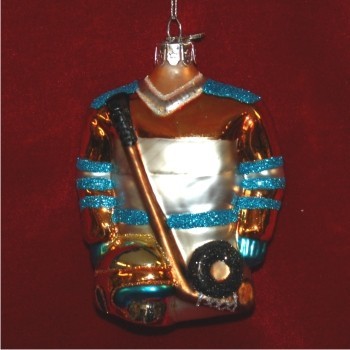 Hockey Gear Glass Christmas Ornament Personalized by Russell Rhodes