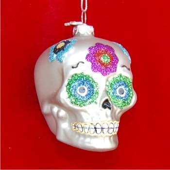 Silver Halloween Skull Christmas Ornament Personalized by RussellRhodes.com