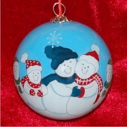 Snow Family of 5 Glass Ball Christmas Ornament Personalized by RussellRhodes.com