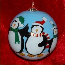 Penguin Family of 5 Glass Ball | Hand Personalized Christmas Ornaments ...
