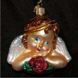 Cherub Brunette Glass Ornament | Glass Christmas Ornaments Personalized ...