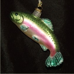 Bass Rainbow Trout Glass Fish Christmas Tree Ornament 