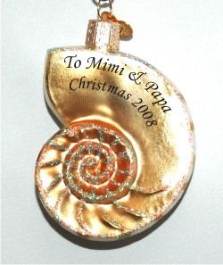 Nautilus Shell Beach n' Sea Glass Christmas Ornament Personalized by Russell Rhodes