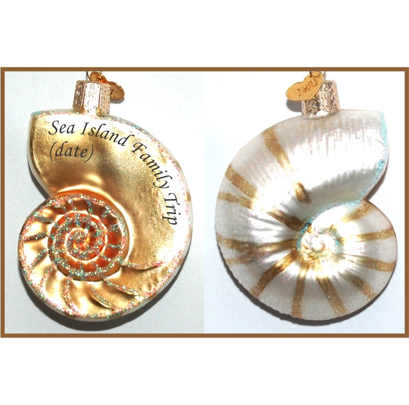 Nautilus Shell Beach n' Sea Glass Christmas Ornament Personalized by RussellRhodes.com