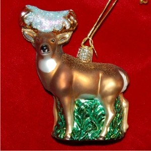 Whitetail Deer Glass Christmas Ornament Personalized by Russell Rhodes