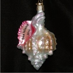 Conch Shell Blown Glass Christmas Ornament Personalized by Russell Rhodes