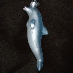 Playful Dolphin Blown Glass Christmas Ornament Personalized by Russell Rhodes