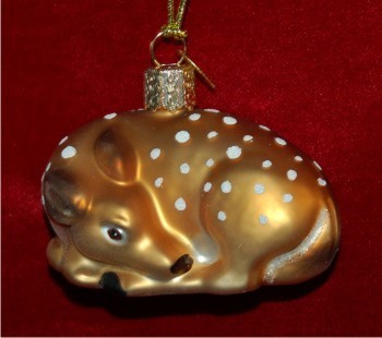 Spring Fawn Glass Christmas Ornament Personalized by Russell Rhodes