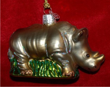 Jeuvenile Rhinoceros Christmas Ornament Personalized by Russell Rhodes