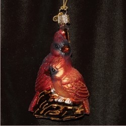 Cardinals in Love Glass Christmas Ornament Personalized by Russell Rhodes