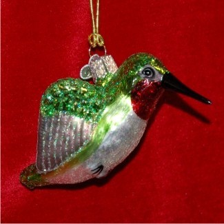 Hummingbird Glass Christmas Ornament Personalized by Russell Rhodes