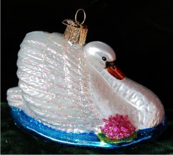 Monet's Graceful Swan Christmas Ornament Personalized by Russell Rhodes