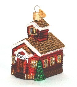 Personalized School House Glass Christmas Ornament Personalized by Russell Rhodes