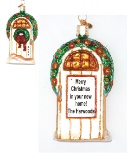 Holiday Door New Home Glass Christmas Ornament Personalized by Russell Rhodes