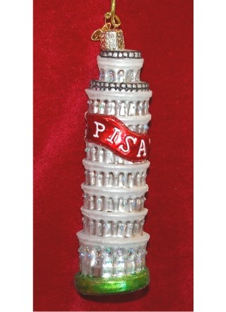 Leaning Tower of Pisa Glass Christmas Ornament Personalized by RussellRhodes.com