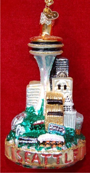 Seattle Skyline Christmas Ornament Personalized by RussellRhodes.com