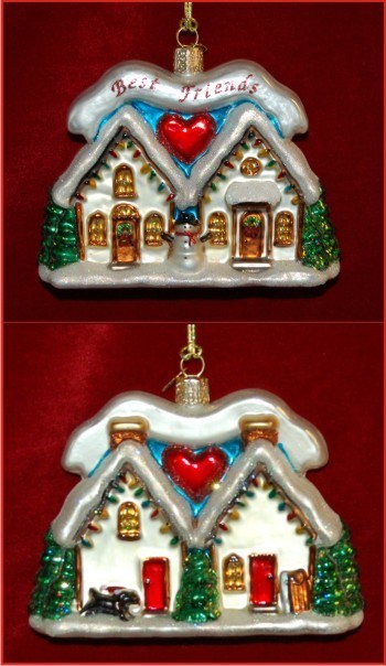 Friendship Our House to Yours Glass Christmas Ornament Personalized by Russell Rhodes