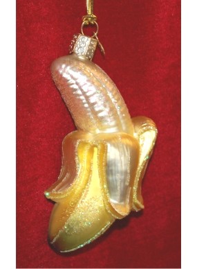 Peeled Banana Glass Christmas Ornament Personalized by Russell Rhodes