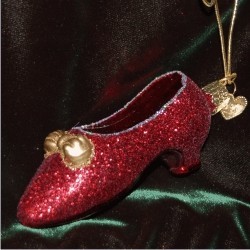 Ruby Red Slippers Glass Christmas Ornament Personalized by Russell Rhodes