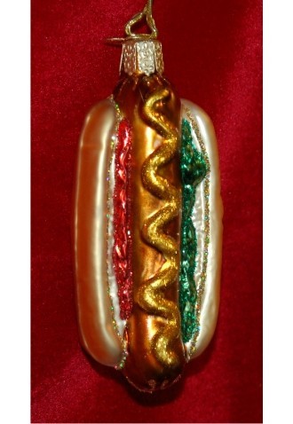 Hot Dog Glass Christmas Ornament Personalized by RussellRhodes.com