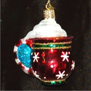 Cup of Hot Cocoa Glass Christmas Ornament Personalized by Russell Rhodes