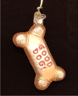Dog Biscuit Glass Christmas Ornament Personalized by Russell Rhodes