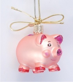 Piggy Bank Baby Glass Christmas Ornament Personalized by Russell Rhodes