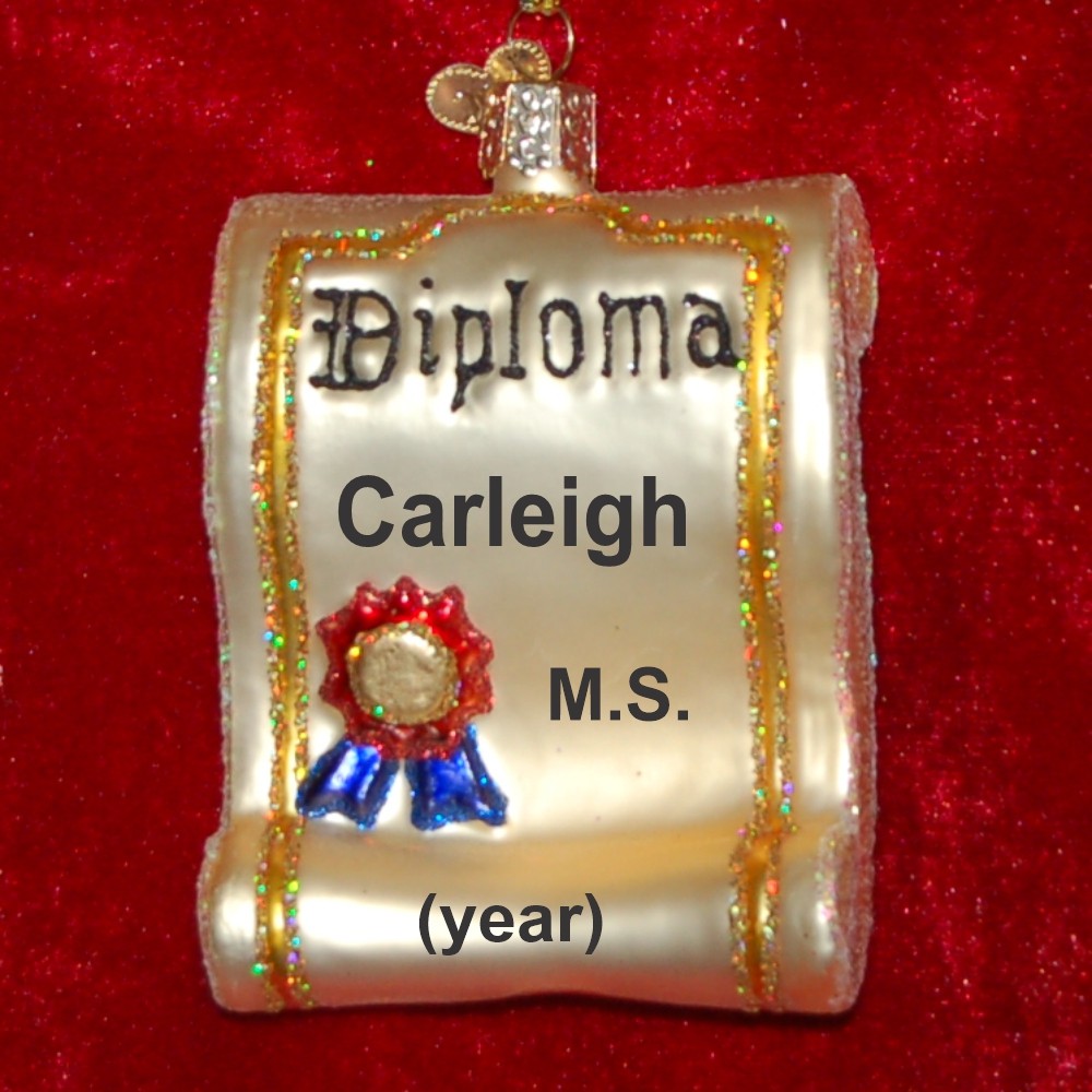 Graduation Diploma Glass Christmas Ornament Personalized by RussellRhodes.com